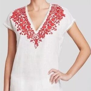 Tory Burch linen embroidered tunic/cover up XS